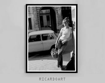 Jane Birkin Black and White Photography Print, Retro Fashion Poster (Digital Download)