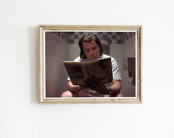 Pulp Fiction Bathroom Poster, Funny Movie Poster, Funny Bathroom Prints, Meme Bathroom Art, Toilet Poster, Restroom Decor, Digital Download