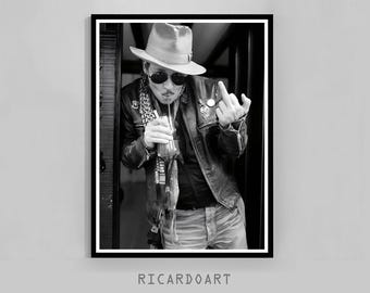 Impresión fotográfica vintage de Johnny Depp, póster musical retro (descarga digital)