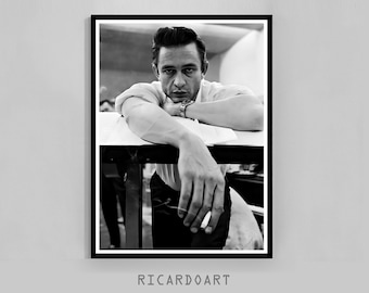 Country Music Legend Poster, Vintage Black and White Photography, Music Icon Wall Art (Digital Download)