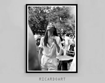 Jane Birkin Iconic Black and White Photography Print (Digital Download)