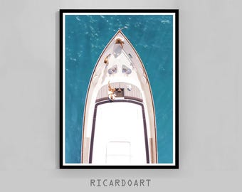 Yacht Print, Luxury Yacht Poster, Photography Prints, Luxurious Boat Print, Sailing in Summer Poster, Digital Download, Aesthetic Room Decor