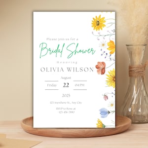 Boho Floral Bridal Shower Invitation: Wildflower Editable Template (Downloadable PDF