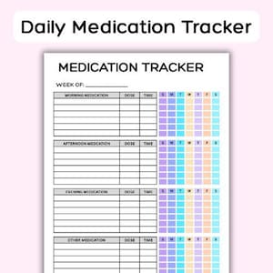 Daily Medication Tracker. Medication Log. Printable Medicine Log for Nurses. Medication Sheet. Medication List. Medicine Intake Tracker. PDF