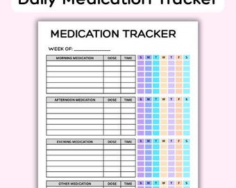 Daily Medication Tracker. Medication Log. Printable Medicine Log for Nurses. Medication Sheet. Medication List. Medicine Intake Tracker. PDF