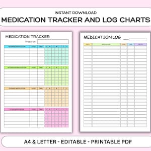 Daily Medication Tracker, Medication Log, Printable Medicine Log for Nurses, Medication Sheet, Medication List, Medicine Intake Tracker, PDF