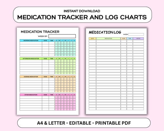 Daily Medication Tracker, Medication Log, Printable Medicine Log for Nurses, Medication Sheet, Medication List, Medicine Intake Tracker, PDF