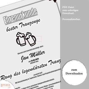 Gift for best man certificate best man personalizable to print honorary certificate best friend thank you gift PDF Download