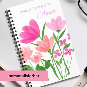 Notebook favorite person personalizable gift with name for girlfriend gift idea partner personalized gift flowers for her