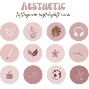 12 couvertures esthétiques des produits phares d&#39;Instagram | Icône de mise en évidence des médias sociaux | Icône de surbrillance rose IG esthétique | Palette esthétique