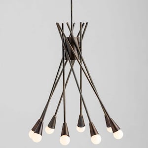 Vintage Brass Sputnik Chandelier: Mid-Century Modern Italian Pendant Light