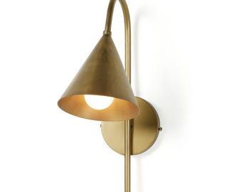 Mid Century Modern Brass Wall Sconce Stilnovo Style Handcrafted Lamp