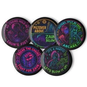 Neon Arcane Set of pin buttons