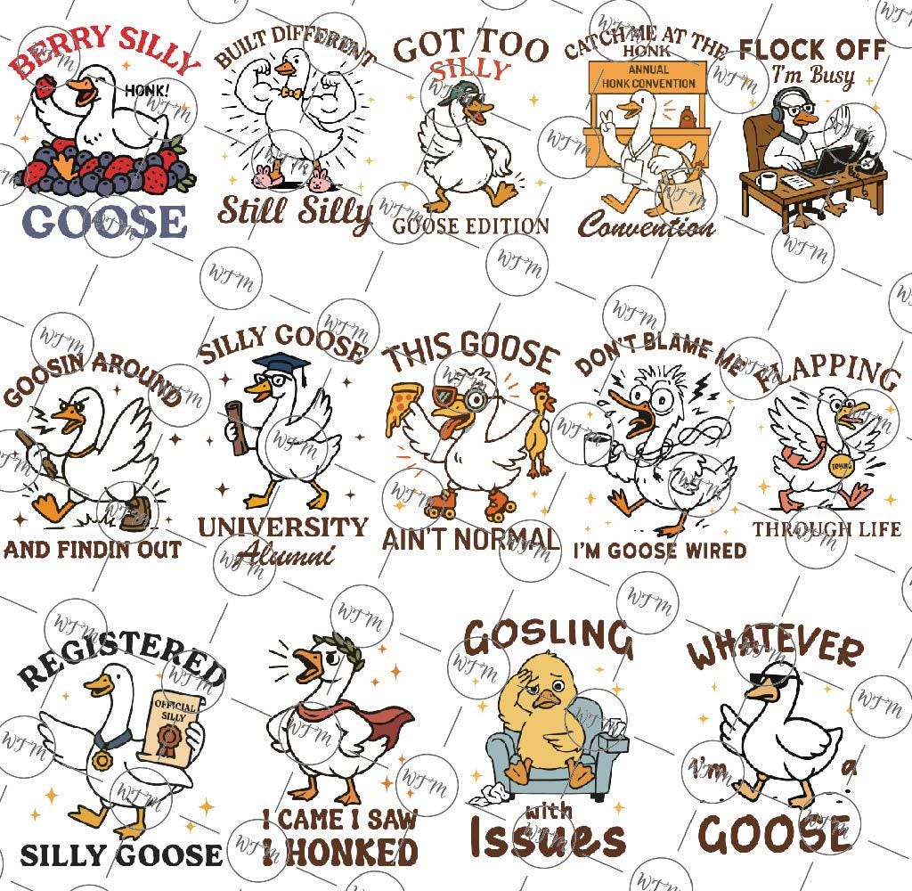 Funny Silly Goose SVG Bundle, Honk Convention Clipart, Goose Wired Cut File Pack, Digital Download