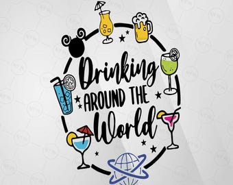 Drinking Around The World SVG, Funny Drinking Cut File, Vacation Design, Digital Download