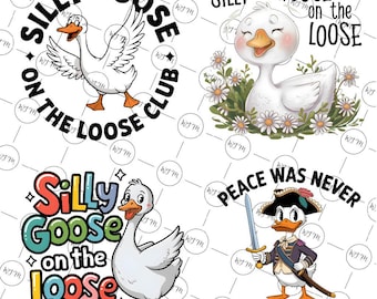 Silly Goose Sublimation Bundle PNG, Honk Bonk Goose Clipart, Funny Animal Designs, Digital Download