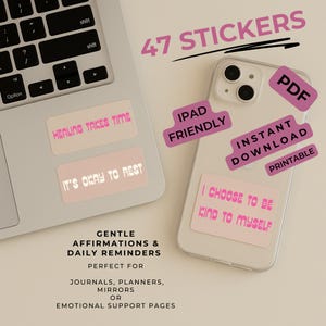 47 stickers voor zachte zelfliefde: afdrukbaar en digitaal | Emotionele ondersteuning, iPad-vriendelijk, dagboekplanners