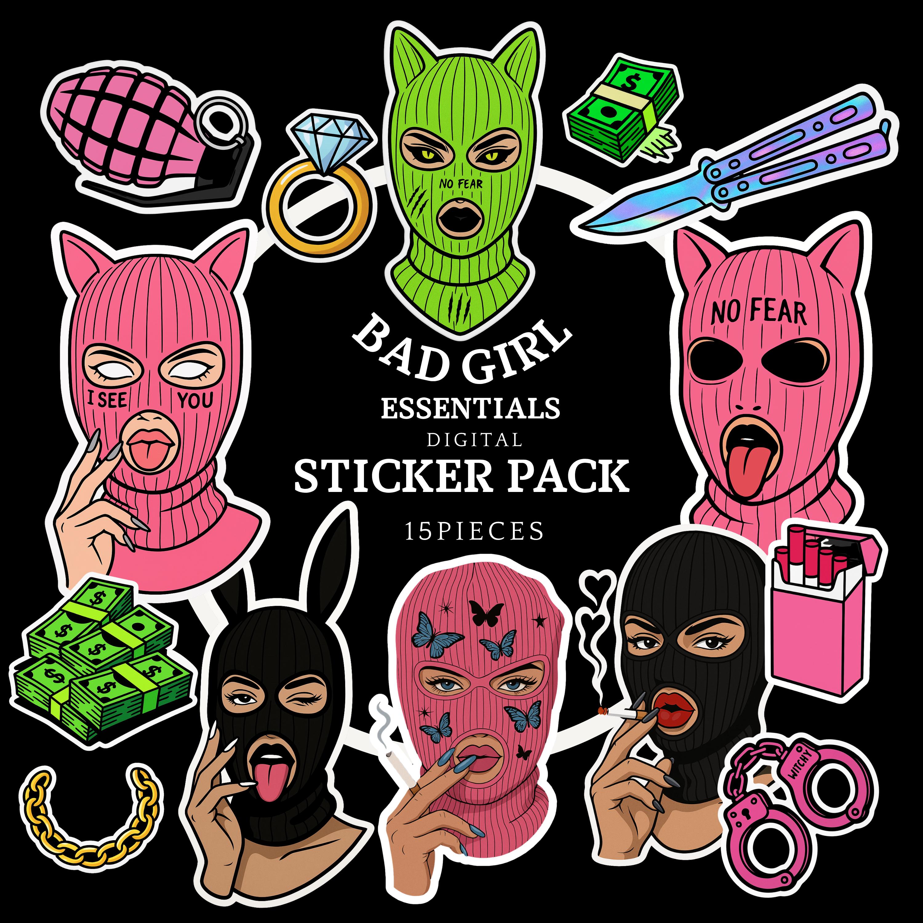 That Bad Girl Sticker Pack - 15 Balaclava Girl Designs for Instant