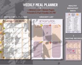 Weekly Meal Planner | Grocery List + Bonus Smoothie & Breakfast Pages | A4 PDF | Printable / iPad Friendly