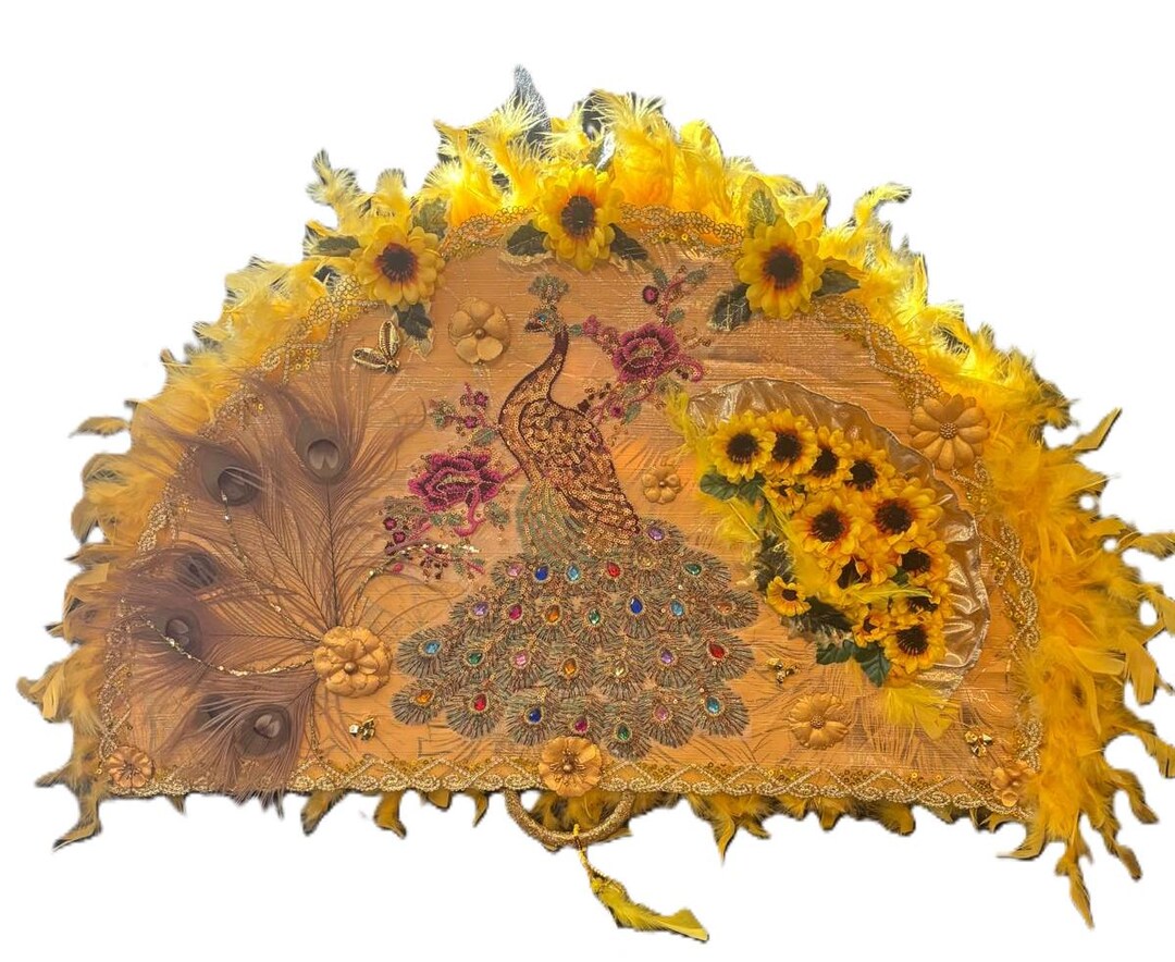 孔雀と羽根をあしらった大型装飾扇子 - Etsy 日本