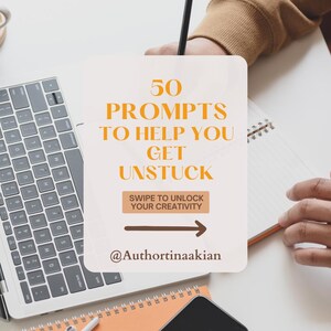 50 Writing Prompts PDF | Overcome Writer’s Block | Creative Writing Ideas for Authors, Novelists, Journaling & First Draft Help