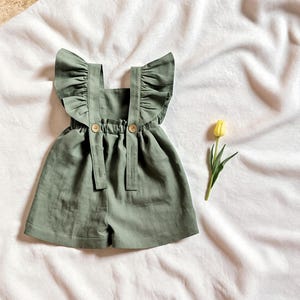 Baby Linne Bomull Romper: Volangband Sommarplaysuit