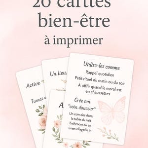 Cartes Bien-Être à Imprimer (8 pages) – 20 inspirations douces pour ralentir et te chouchouter