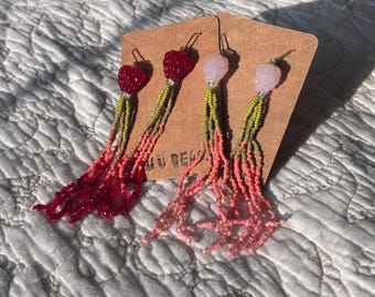Berry Matcha Beaded Duster Earrings