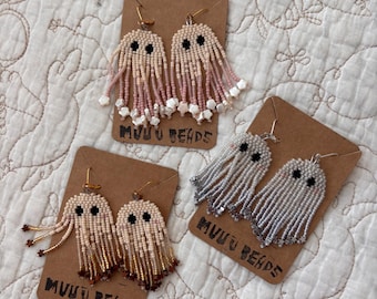 Ghost Fringe Beaded Earrings