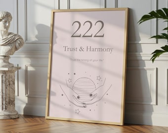 222 Angel Number Print: Minimalist Spiritual Wall Art (Digital Download)