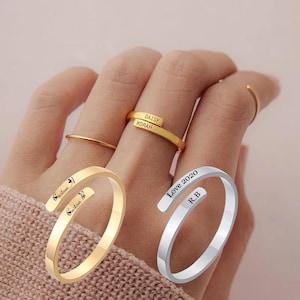 Custom Engraved Name Ring, Personalized Stainless Custom Stacking Ring for Women Thin 2mm Gift Dainty Stacking Name Ring Personalized