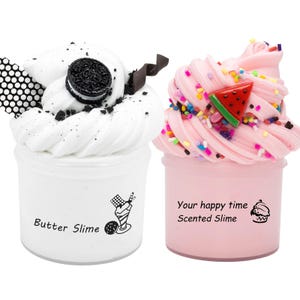 1.76oz White Biscuit Butter Slime with Slices-Pink Watermelon Non-Sticky Stretchy Scented Putty kid Craft  For Kids Party Favors Girls Boys
