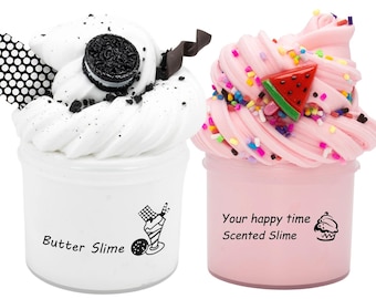 1.76oz White Biscuit Butter Slime with Slices-Pink Watermelon Non-Sticky Stretchy Scented Putty kid Craft  For Kids Party Favors Girls Boys