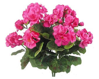 2 Pcs 12.6inch Faux Flowers Geraniums UV Resistant Nonwoven for Garden Patio Vase Table Centerpiece for Indoor Home Floral Decor Rose