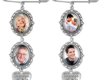 Bridal Bouquet Photo Charm, Pearl Picture Pendant Memorial Keepsake for Wedding or Party Custom Bridal Memorial Charm Bouquet Photo Charm
