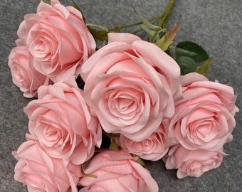 Rose Camellia Bouquet, 9 Head Silk Flowers, Wedding & Home Decor Home decor Center piece wedding bouquet Pink White Camellia Room Decor