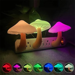 LED Night Lights Mushroom Shape - Bedroom Light - Decor Wall Lamps Light-control Automatic Sensor | Bedroom Light Lamp