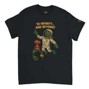 Unisex Zombie Astronaut Tee - Dark Humor T-Shirt - Sci-fi & Horror Mashup - 'To Infinity and Beyond'
