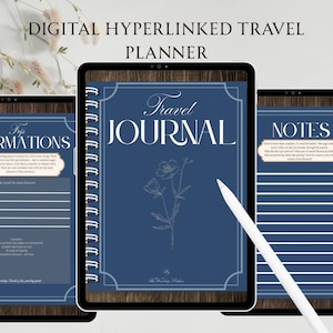 Digital Travel Planner journal Fully Hyperlinked, Instant Download, Digital wellness travel journal , travel journal template