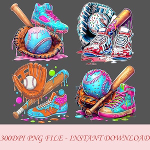 Baseball Ice Cream Drip PNG Bundle, Baseball Sport Team Digital File,Baseball Ice Cream Sprinkle Sublimation Design,Baseball Player Drip Png
