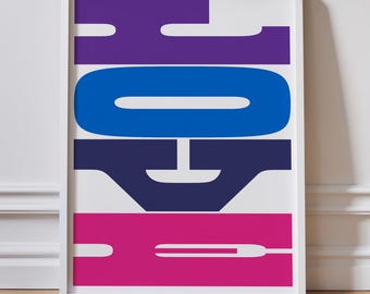 Póster LOVE: Impresión artística de pared colorida y llamativa, decoración del hogar con tipografía moderna, paleta de carnaval seductora