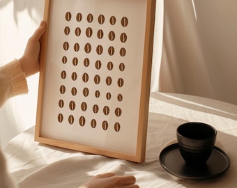 Modern Coffee Bean Print: Minimalist Kitchen Cafe Wall Art