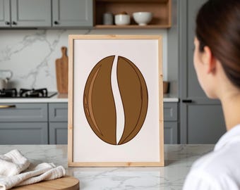 Coffee Bean Print: Minimalist Kitchen Cafe Wall Art