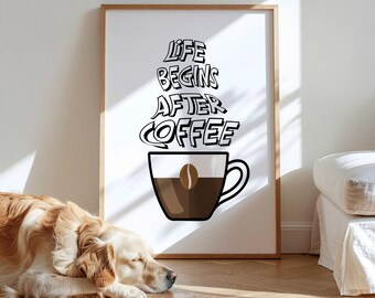 Funny Coffee Quote Poster: Kitchen Cafe Wall Art Print