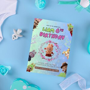 Online-Geburtstagseinladung | Ideen für Kindergeburtstag | Bearbeitbare Hasen-Einladungskarte | Kindertier-Party | Sofort Download