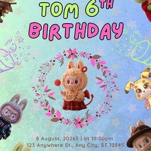 Invitation d'anniversaire de lapin modifiable | carte de fête animale mignonne de <br> Profitez-en ! Téléchargement instantané pour les enfants