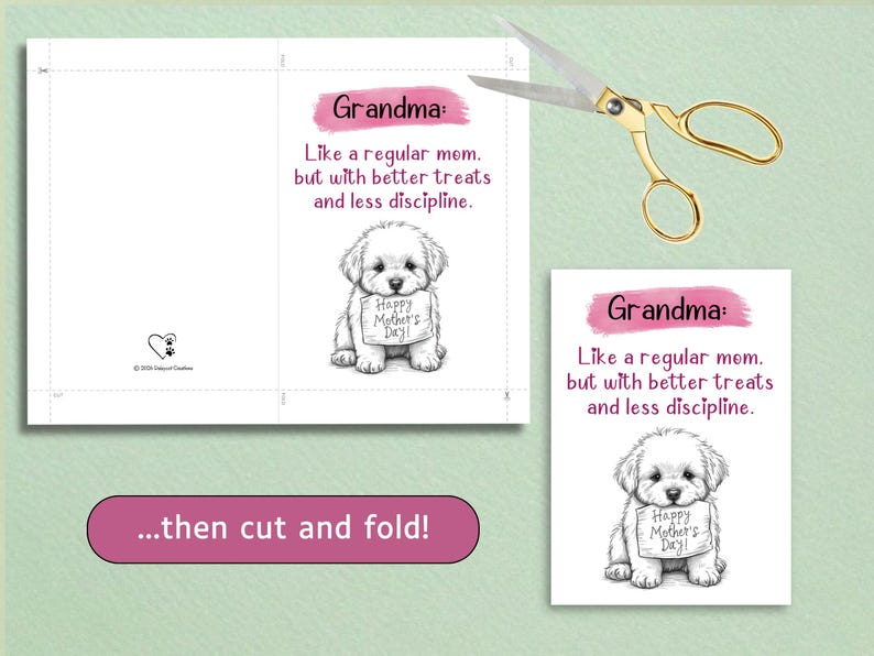 Dog Grandma Mother's Day Card Printable, Happy Mother's Day to Grandma ...