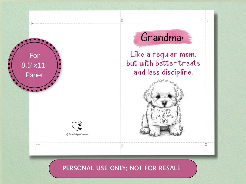 Dog Grandma Mother's Day Card Printable, Happy Mother's Day to Grandma ...