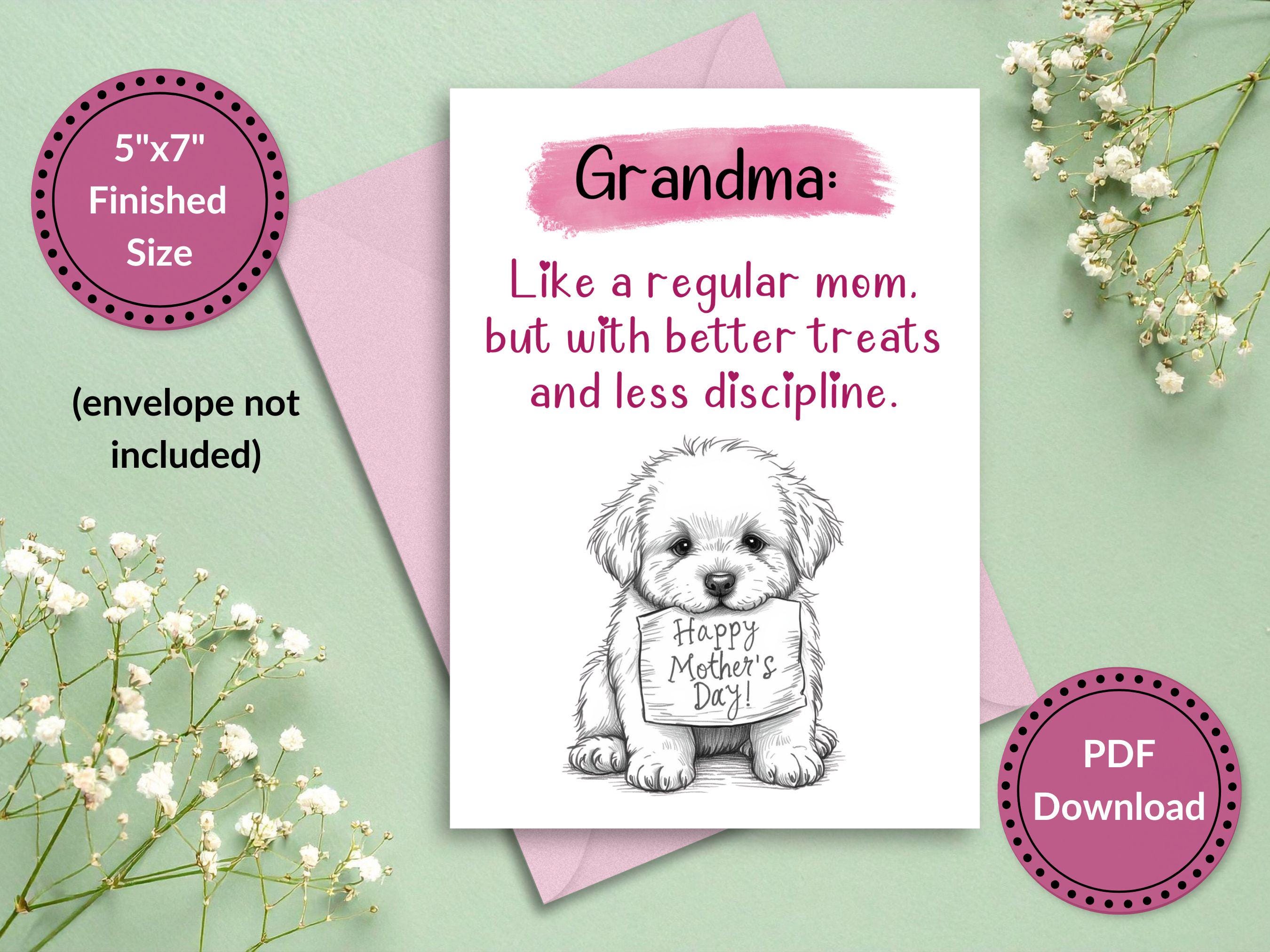 Dog Grandma Mother's Day Card Printable, Happy Mother's Day to Grandma ...