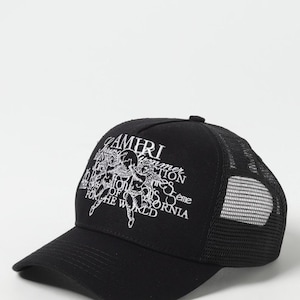 Vintage-Inspired Angel Embroidery Trucker Hat – Black Mesh Snapback Cap